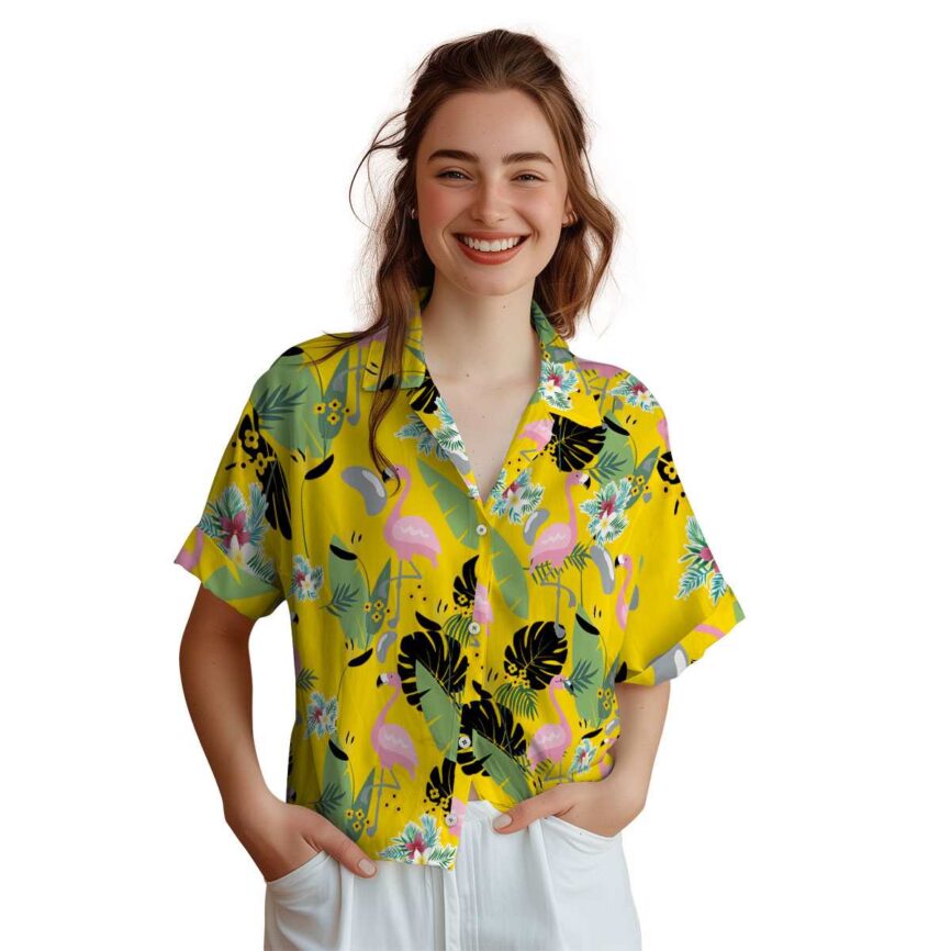 Floral Pink Flamingo Hawaiian Shirt Top rated
