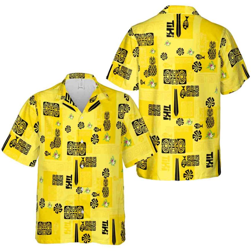 Floral Tiki Motifs Hawaiian Shirt Premium grade
