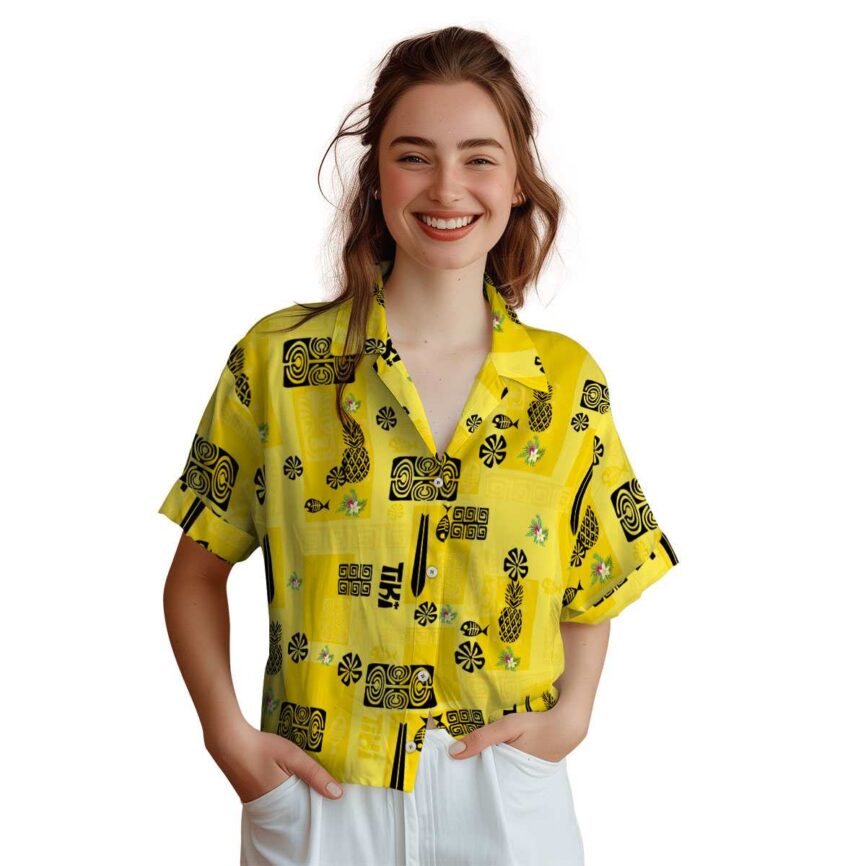 Floral Tiki Motifs Hawaiian Shirt Top rated