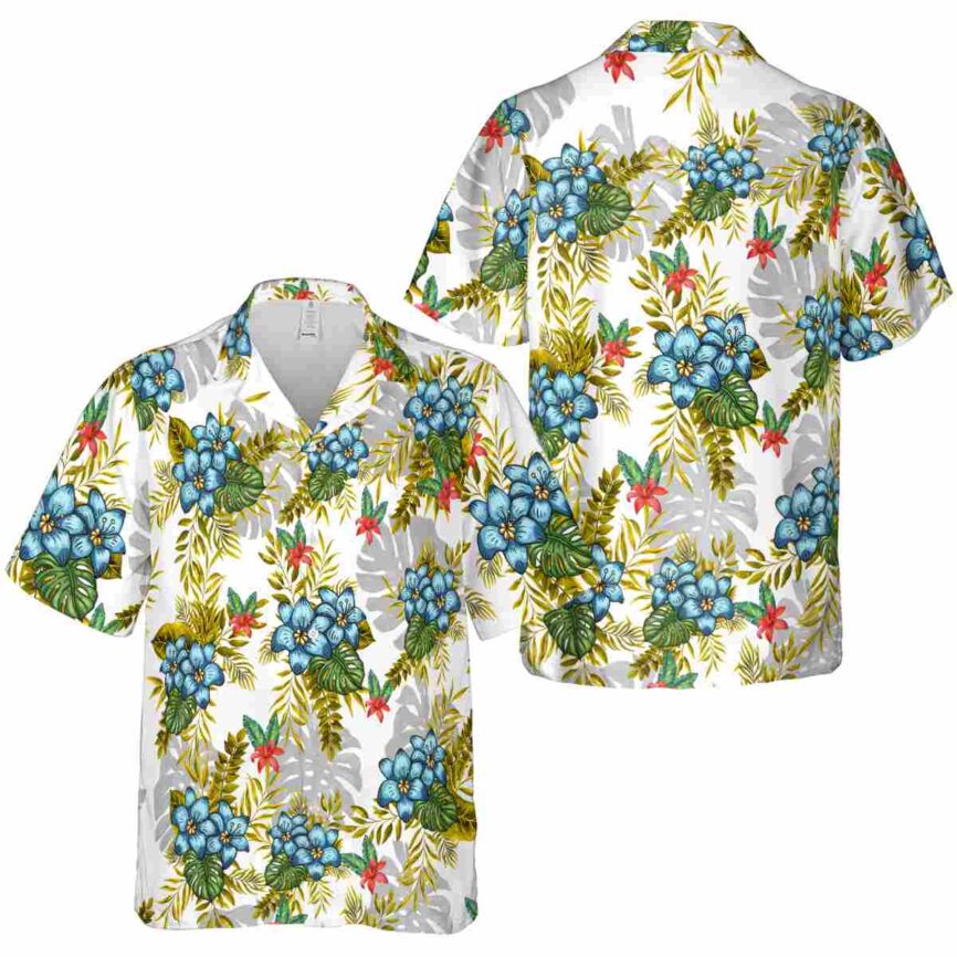 Floral Tropical Fronds Hawaiian Shirt Premium grade