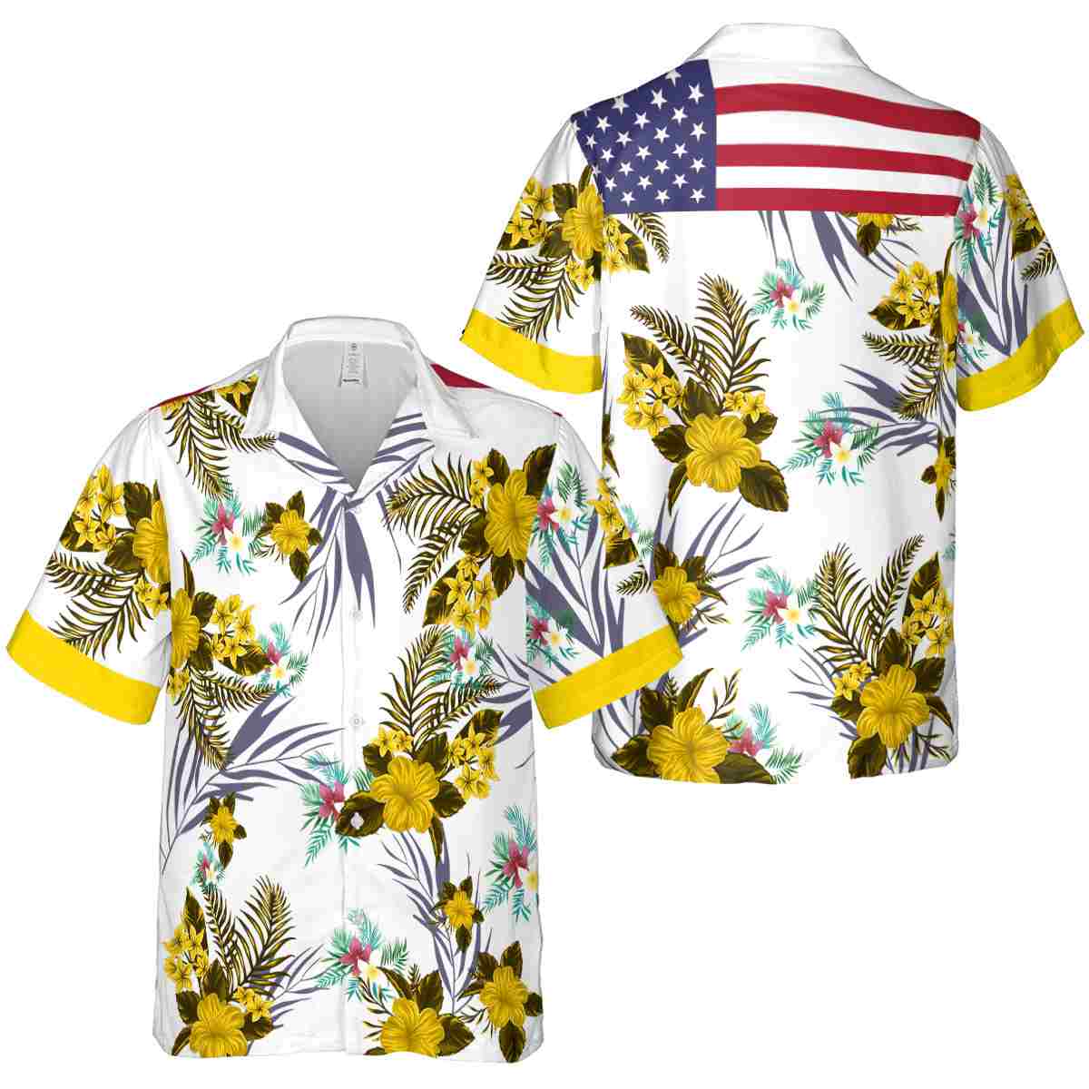 Floral US Flag Floral Hawaiian Shirt Premium grade Floral US Flag Floral Hawaiian Shirt Premium grade