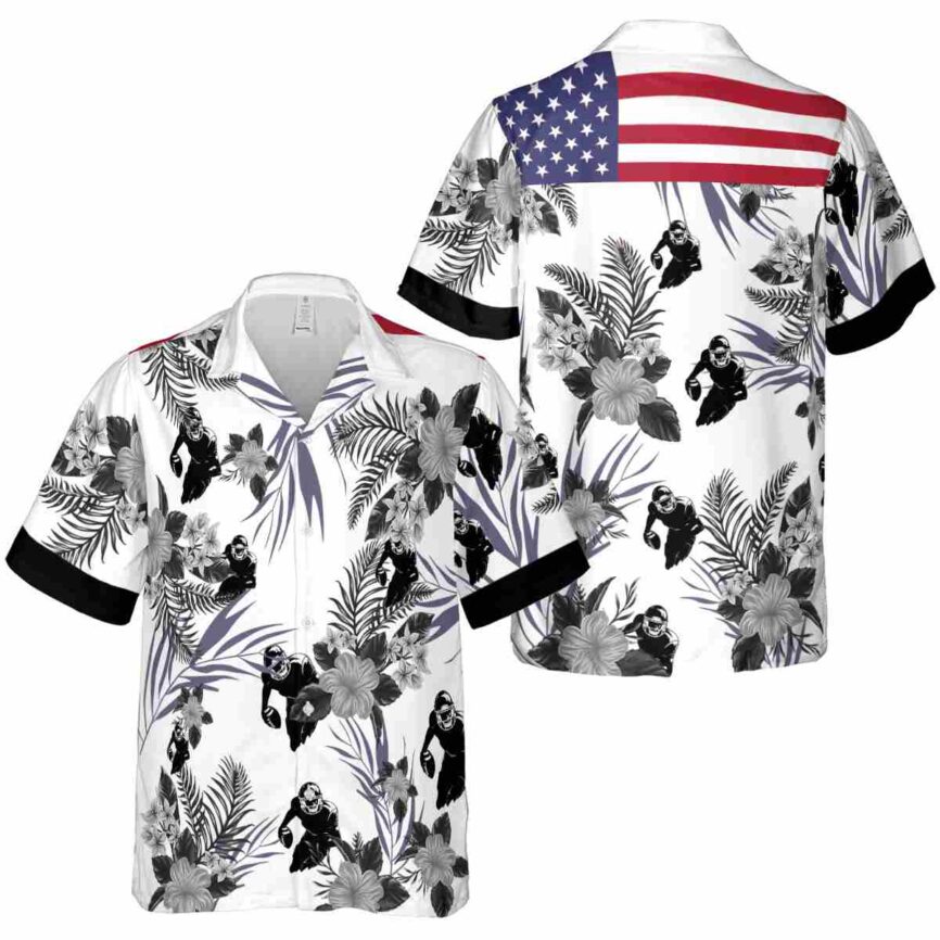 Football US Flag Floral Hawaiian Shirt Premium grade