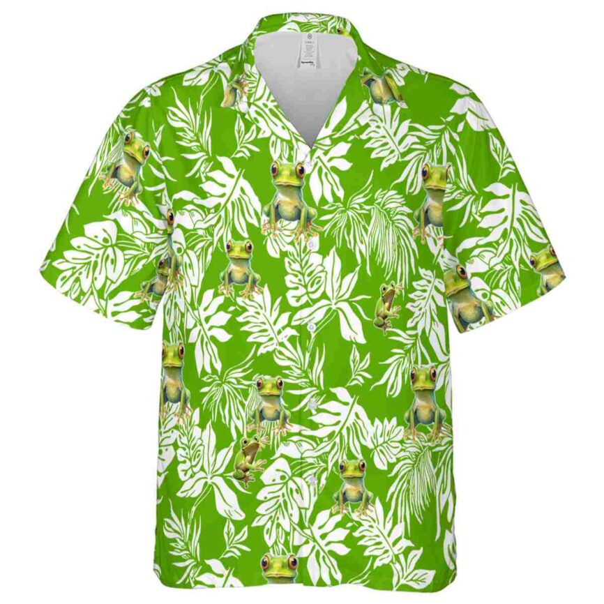 Frog Bold Foliage Hawaiian Shirt Fashion forward