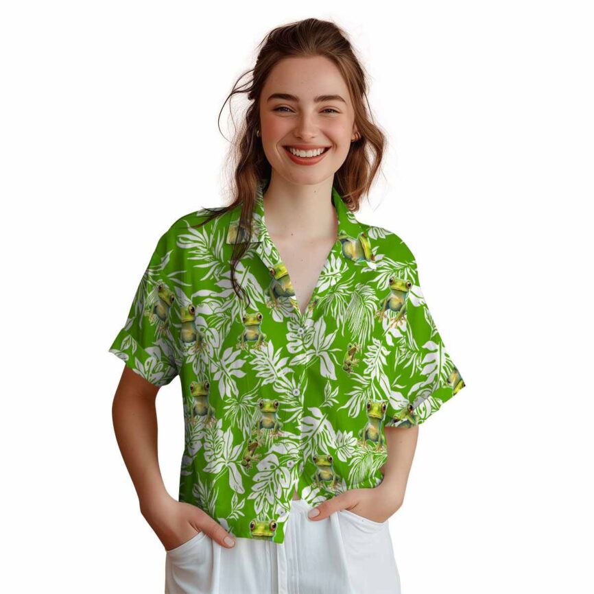 Frog Bold Foliage Hawaiian Shirt Top rated