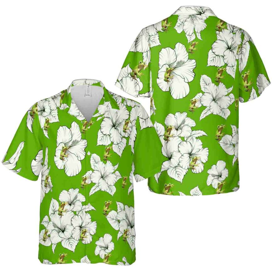 Frog Hibiscus Flower Hawaiian Shirt Premium grade