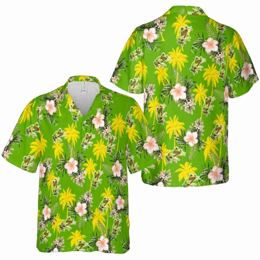 Frog Hibiscus Palm Hawaiian Shirt Premium grade