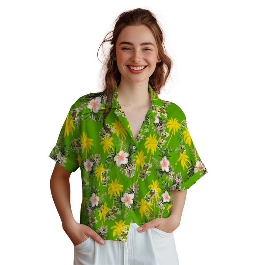 Frog Hibiscus Palm Hawaiian Shirt Top rated