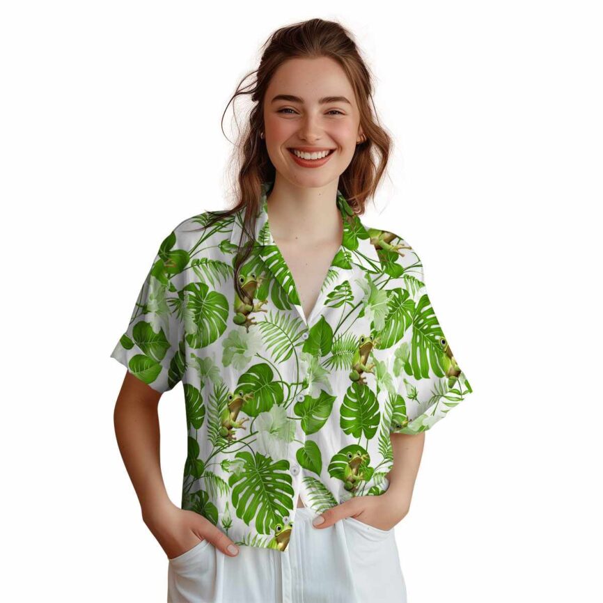 Frog Leaf Pattern Hawaiian Shirt Top rated