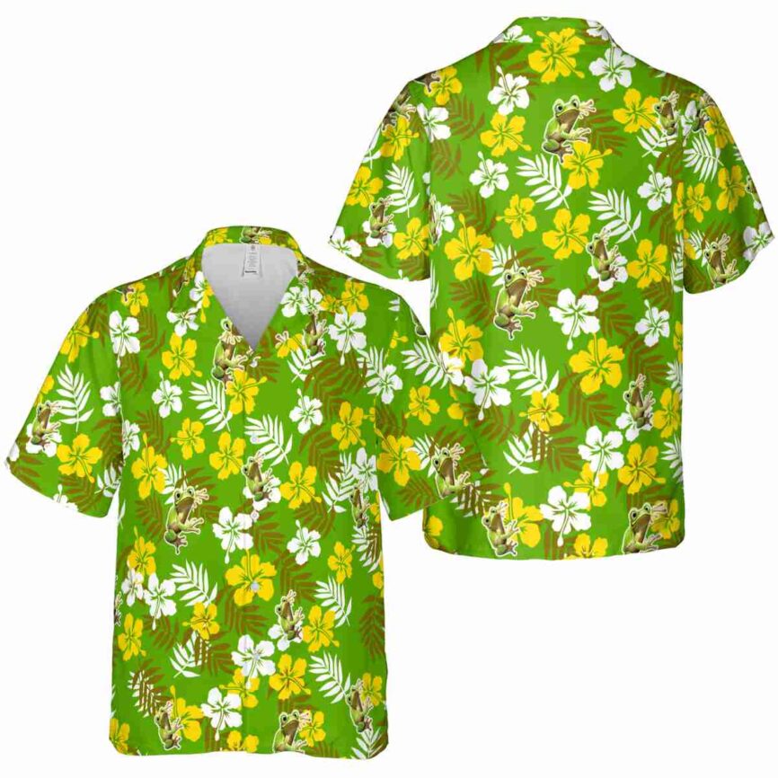 Frog Leafy Hibiscus Hawaiian Shirt Premium grade
