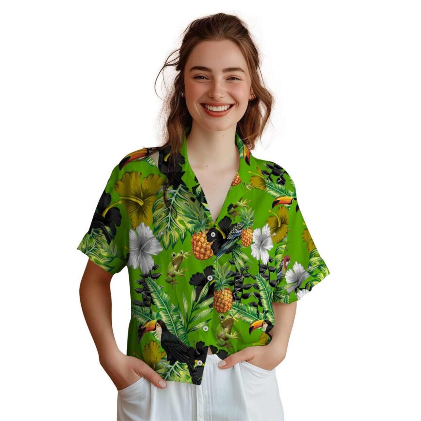 Frog Leafy Toucan Hawaiian Shirt Top rated