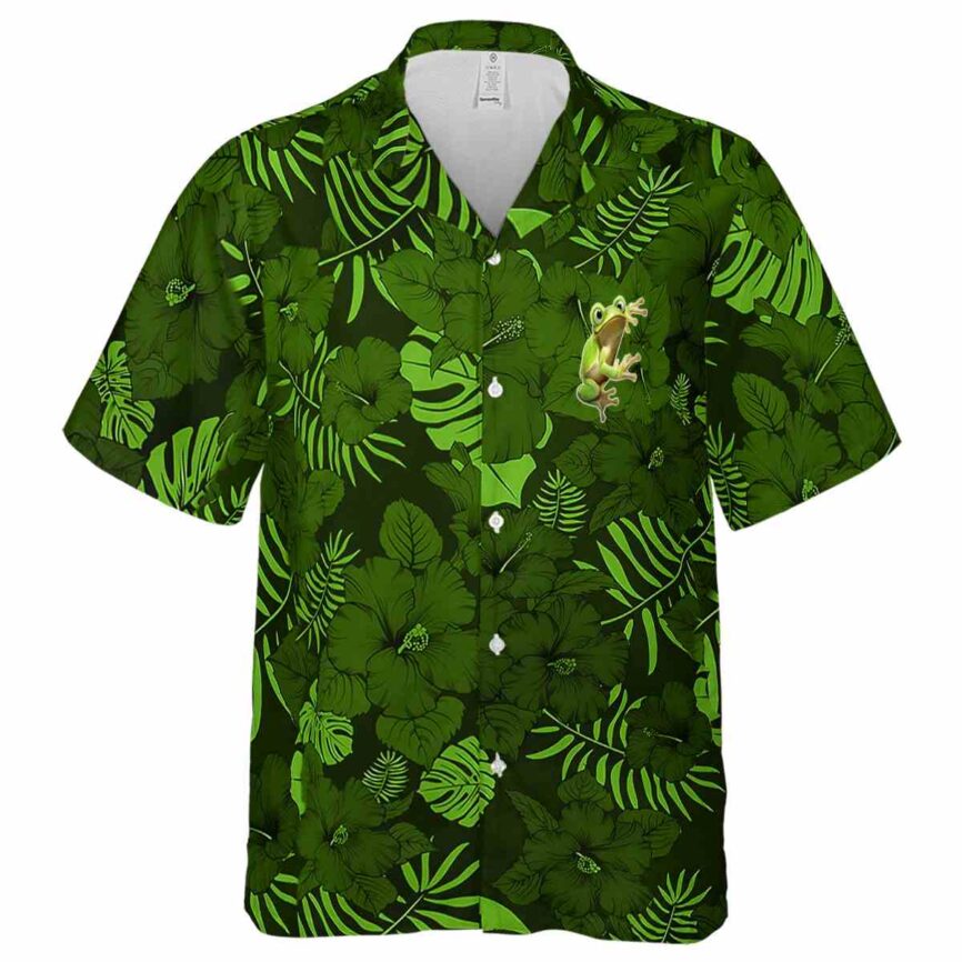 Frog Monochrome Floral Hawaiian Shirt Fashion forward