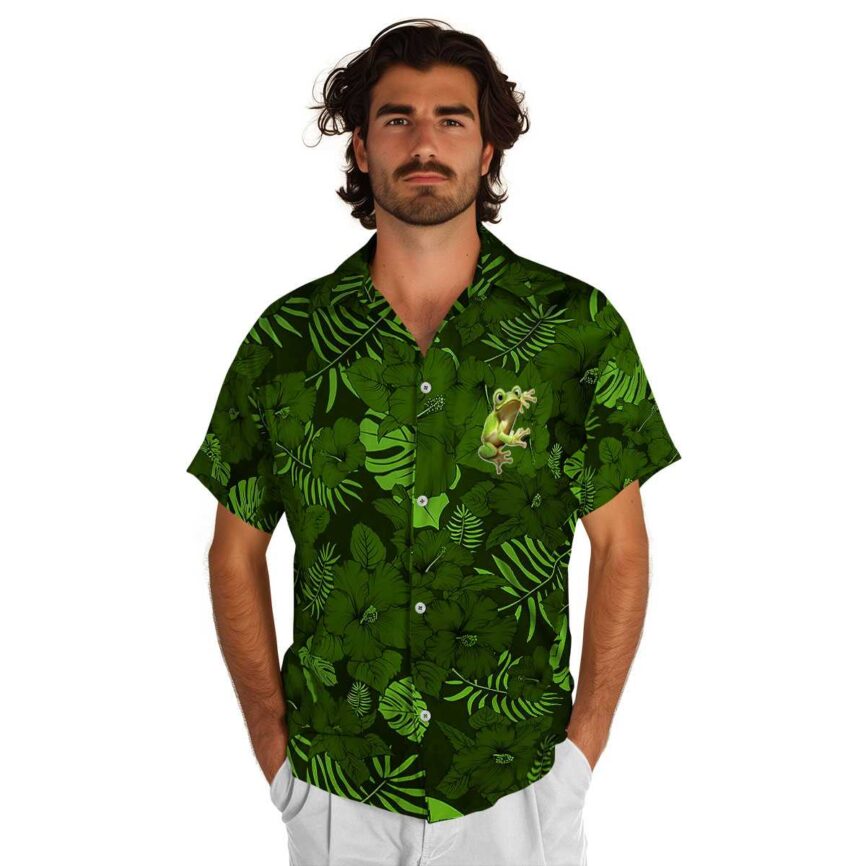 Frog Monochrome Floral Hawaiian Shirt New Arrival
