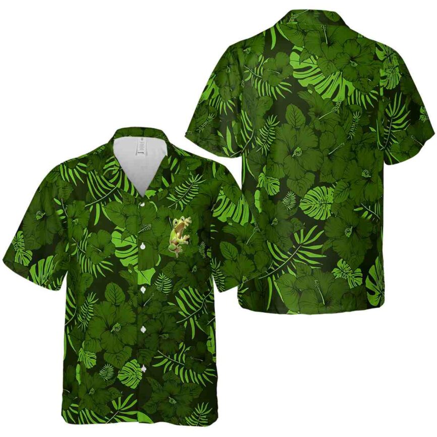 Frog Monochrome Floral Hawaiian Shirt Premium grade
