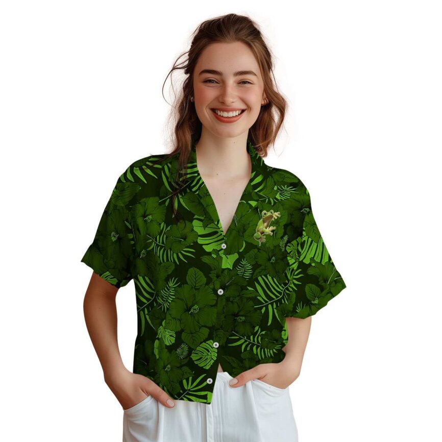 Frog Monochrome Floral Hawaiian Shirt Top rated