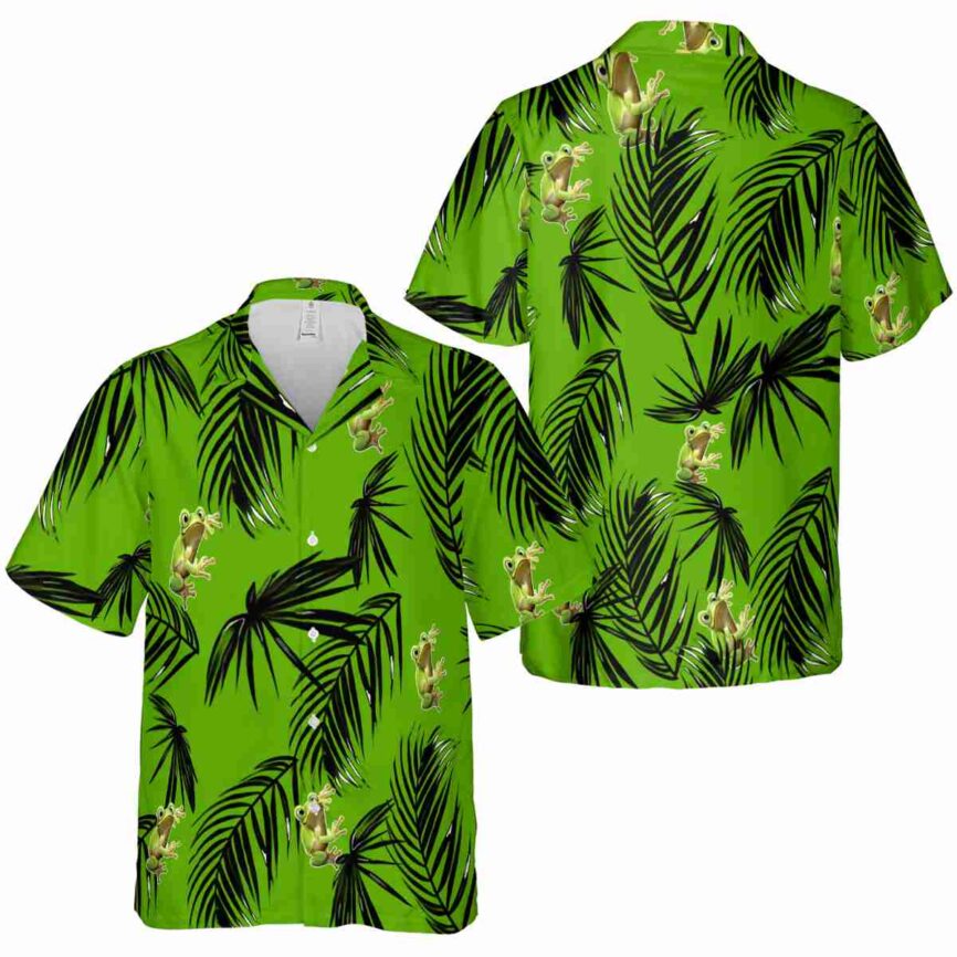 Frog Monochrome Palm Hawaiian Shirt Premium grade