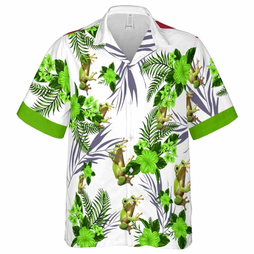 Frog US Flag Floral Hawaiian Shirt Fashion forward