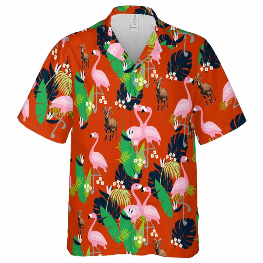 Goat Flamingo Leaf Hawaiian Shirt Fashion forward