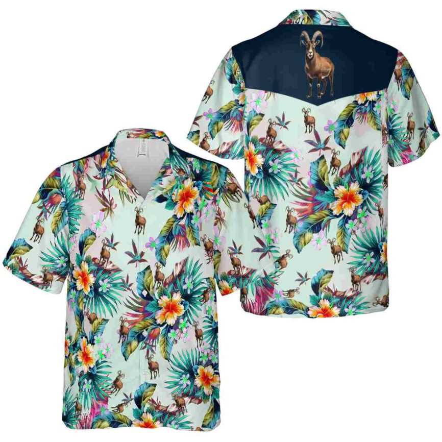 Goat Floral Burst Hawaiian Shirt Premium grade