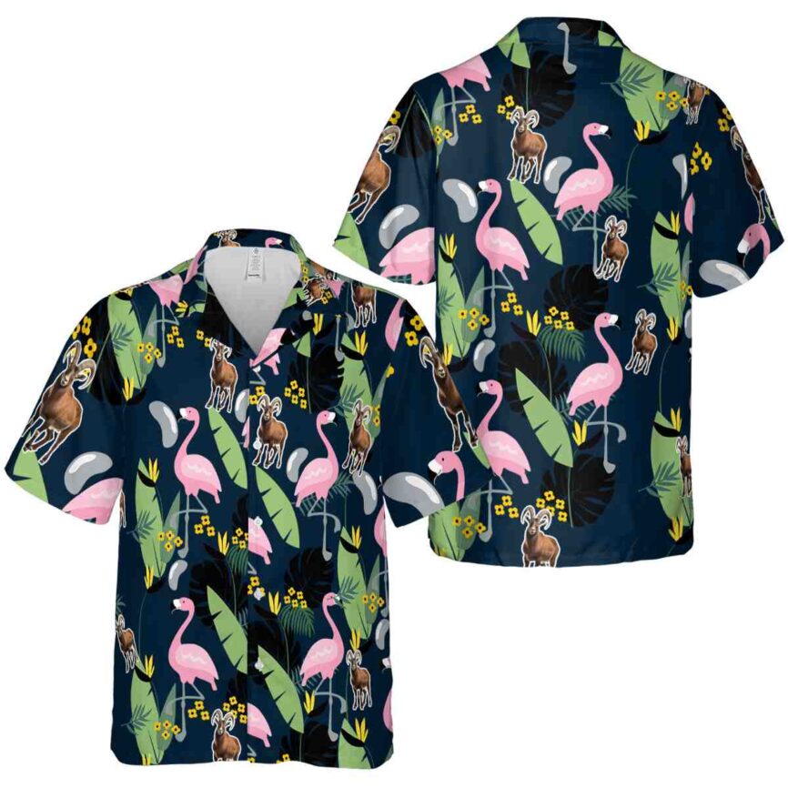 Goat Pink Flamingo Hawaiian Shirt Premium grade