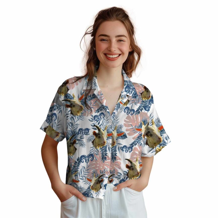 Goat Tropical Fronds Hawaiian Shirt Top rated