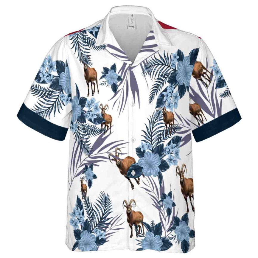 Goat US Flag Floral Hawaiian Shirt Fashion forward