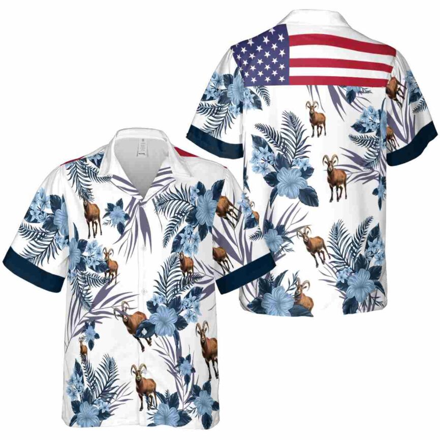 Goat US Flag Floral Hawaiian Shirt Premium grade