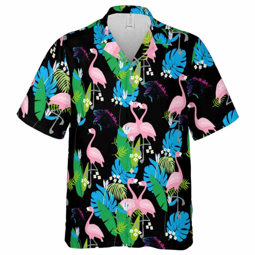 Godzilla Flamingo Leaf Hawaiian Shirt Fashion forward