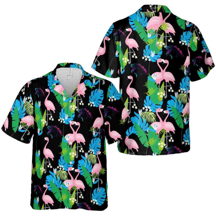 Godzilla Flamingo Leaf Hawaiian Shirt Premium grade