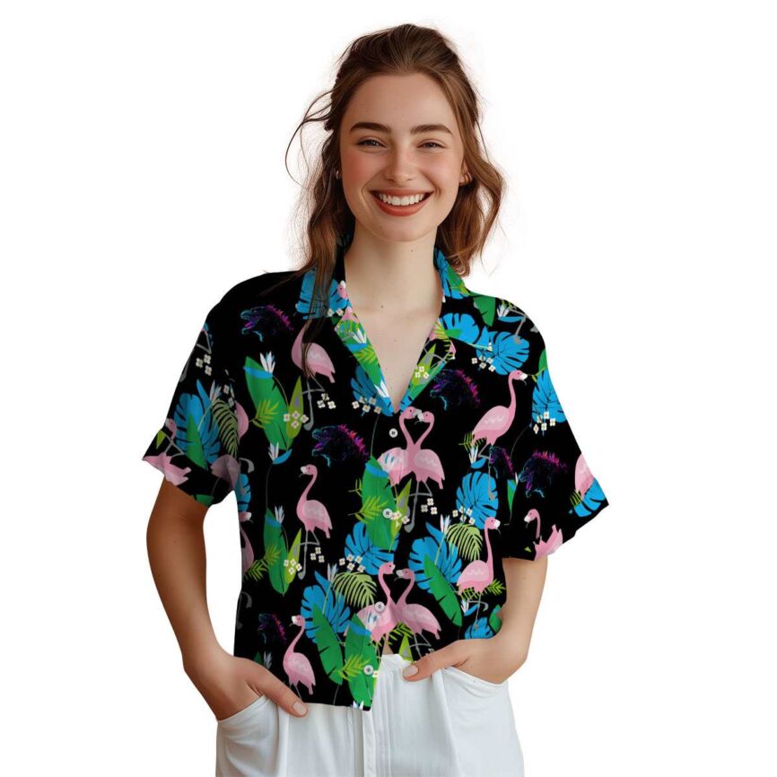 Godzilla Flamingo Leaf Hawaiian Shirt Top rated