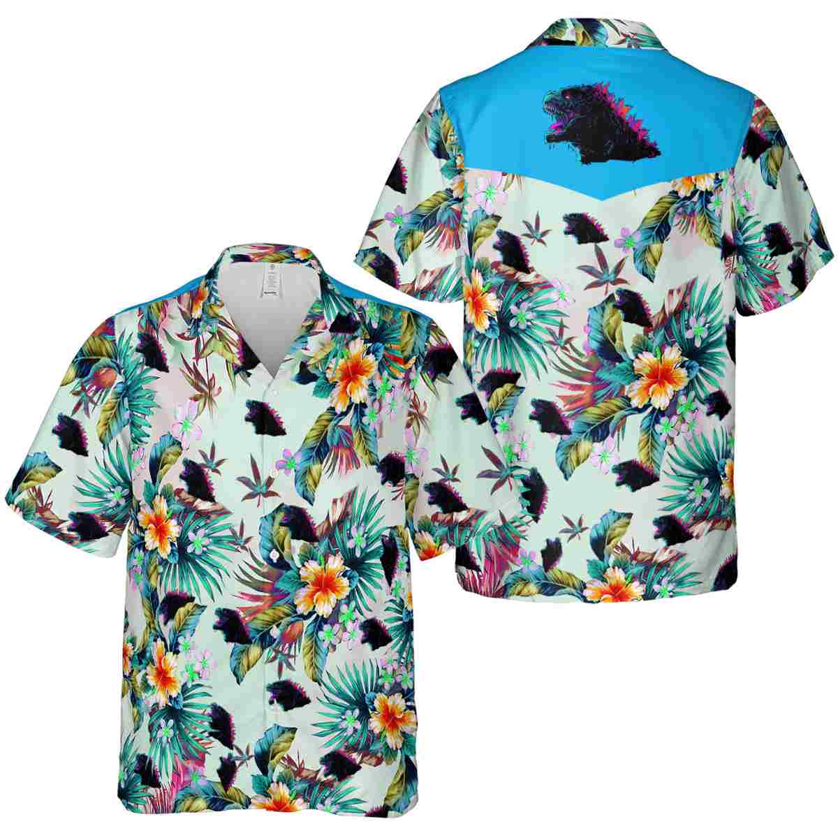 Godzilla Floral Burst Hawaiian Shirt Premium grade Godzilla Floral Burst Hawaiian Shirt Premium grade