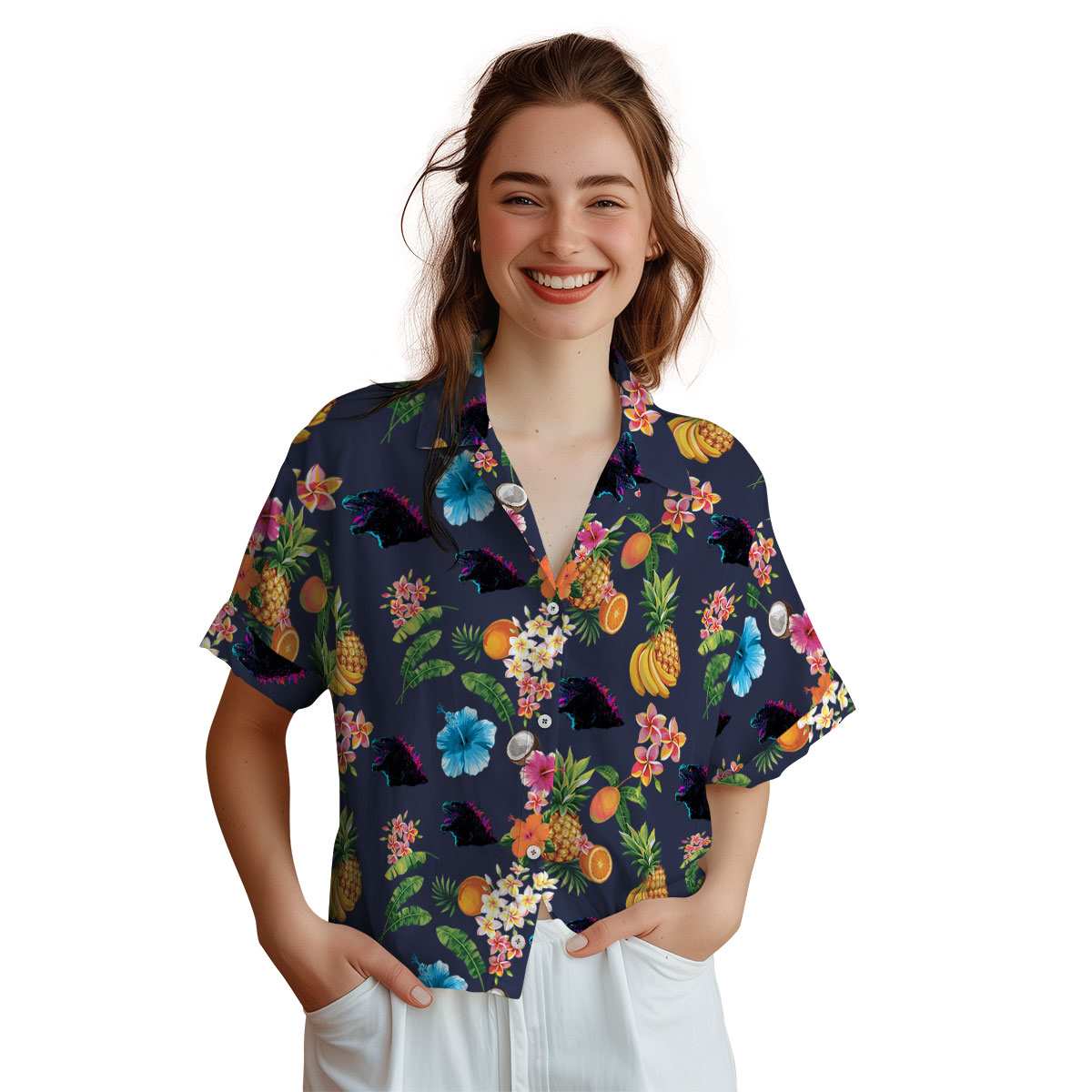 Godzilla Fruit Pattern Hawaiian Shirt Top rated Godzilla Fruit Pattern Hawaiian Shirt Top rated
