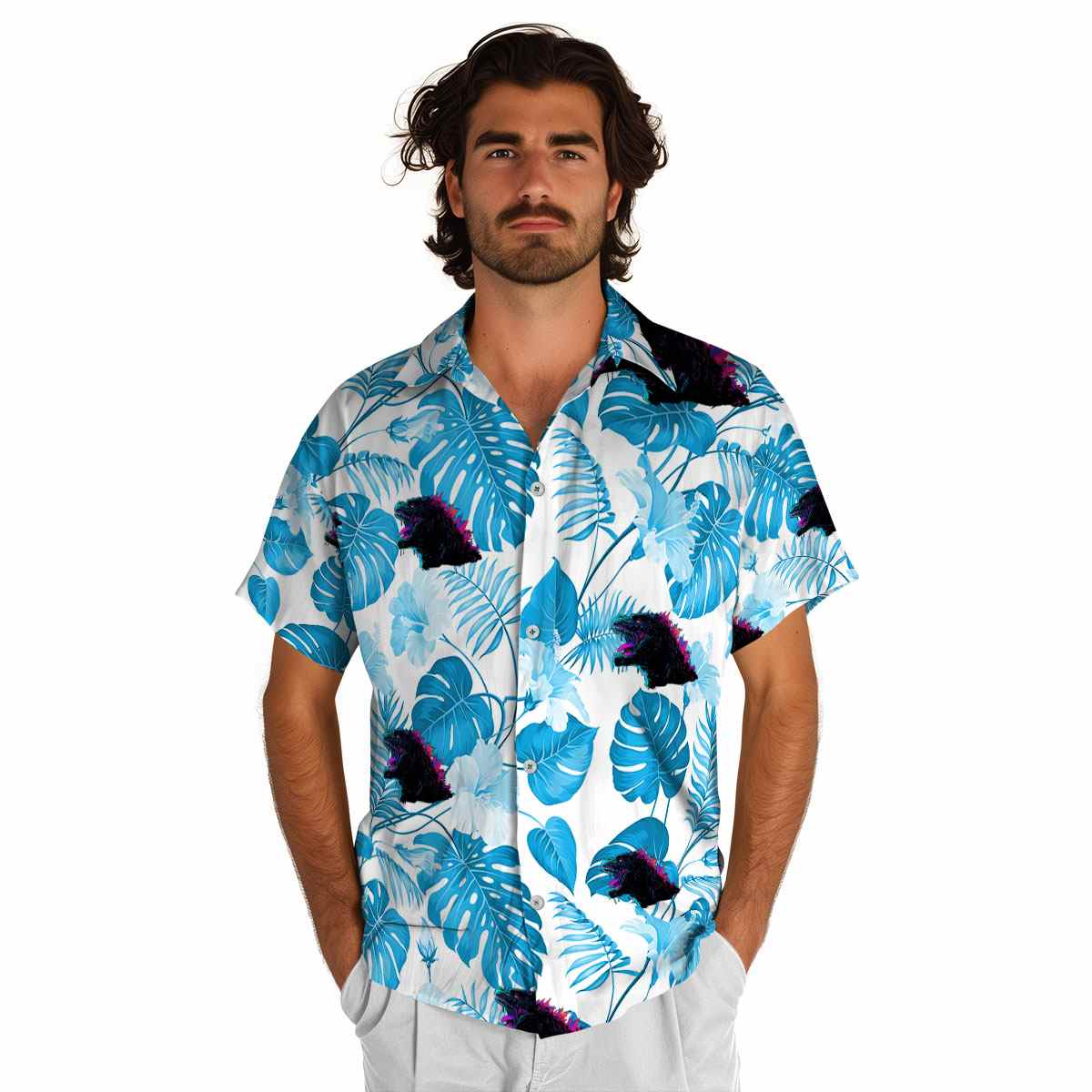 Godzilla Leaf Pattern Hawaiian Shirt New Arrival Godzilla Leaf Pattern Hawaiian Shirt New Arrival