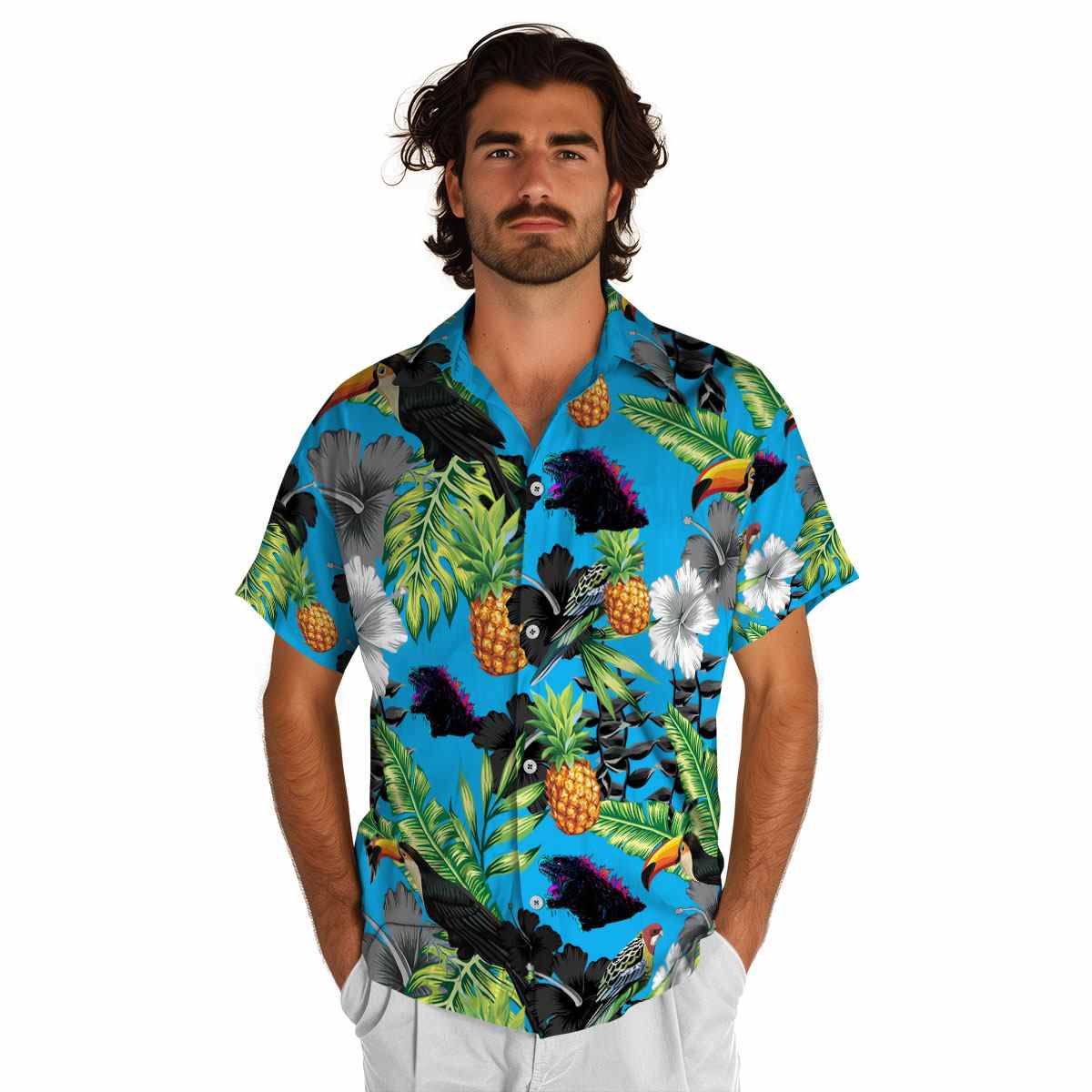 Godzilla Leafy Toucan Hawaiian Shirt New Arrival Godzilla Leafy Toucan Hawaiian Shirt New Arrival