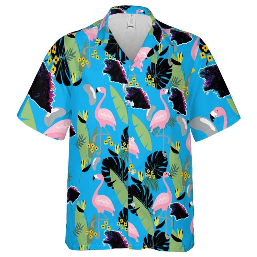 Godzilla Pink Flamingo Hawaiian Shirt Fashion forward