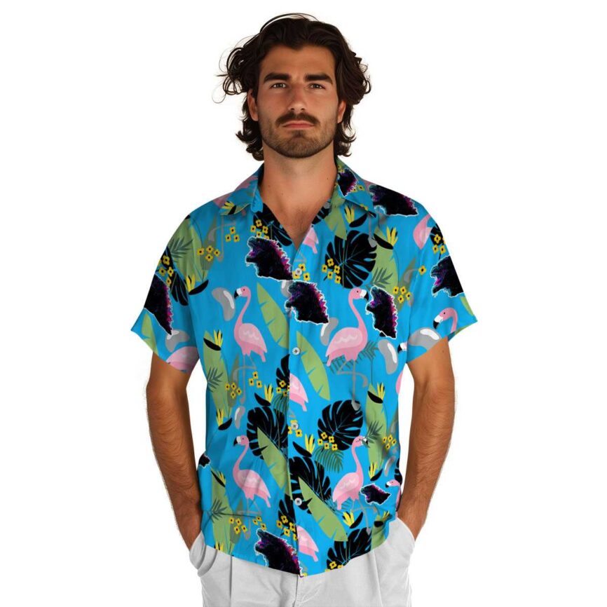 Godzilla Pink Flamingo Hawaiian Shirt New Arrival