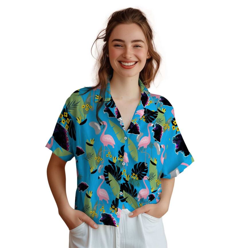 Godzilla Pink Flamingo Hawaiian Shirt Top rated