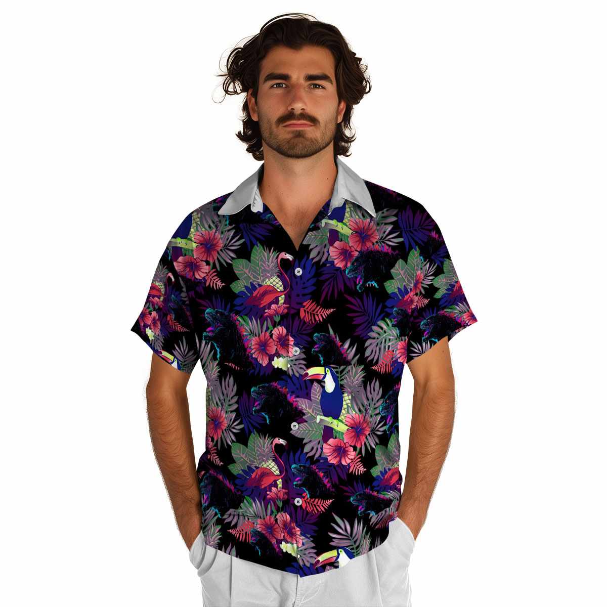 Godzilla Tropical Bird Hawaiian Shirt New Arrival Godzilla Tropical Bird Hawaiian Shirt New Arrival