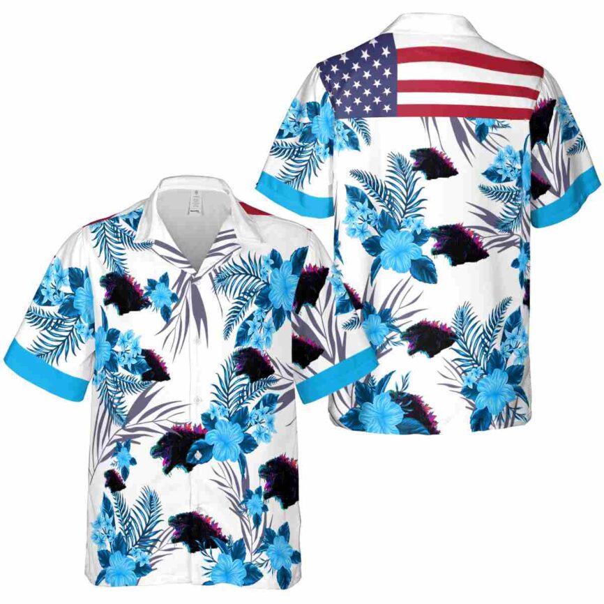 Godzilla US Flag Floral Hawaiian Shirt Premium grade