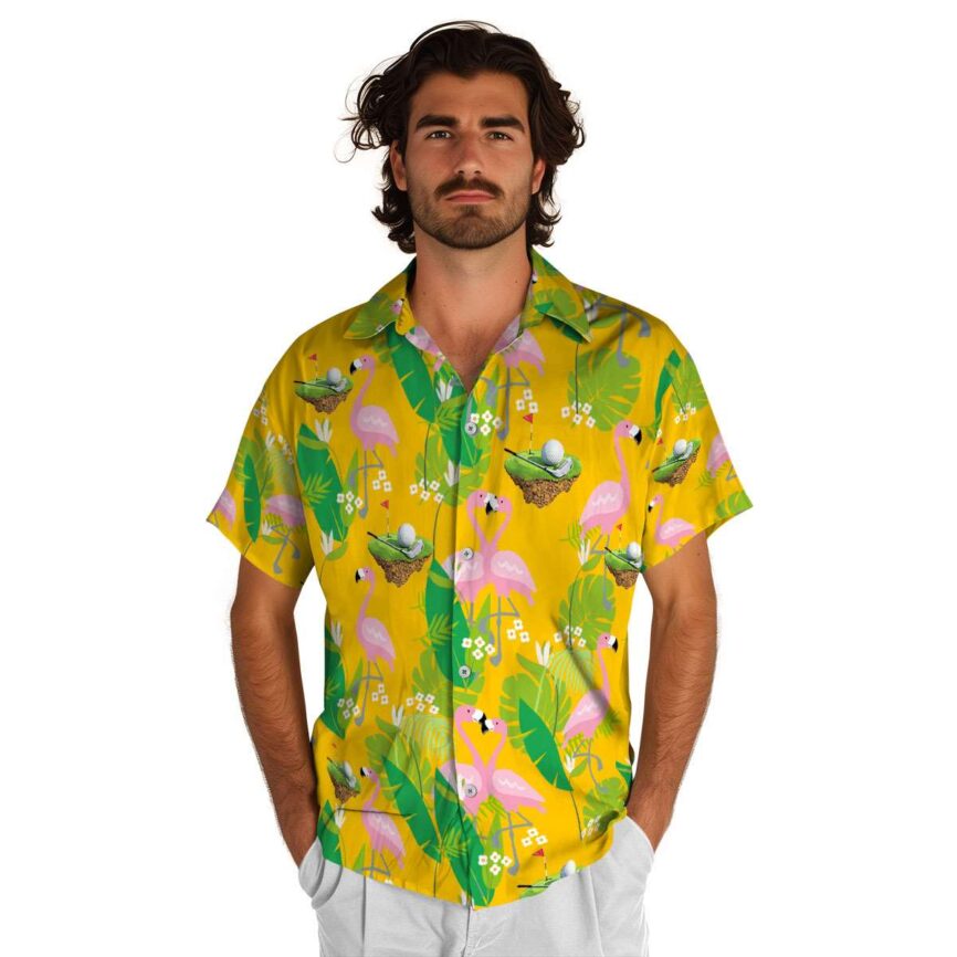 Golf Flamingo Leaf Hawaiian Shirt New Arrival