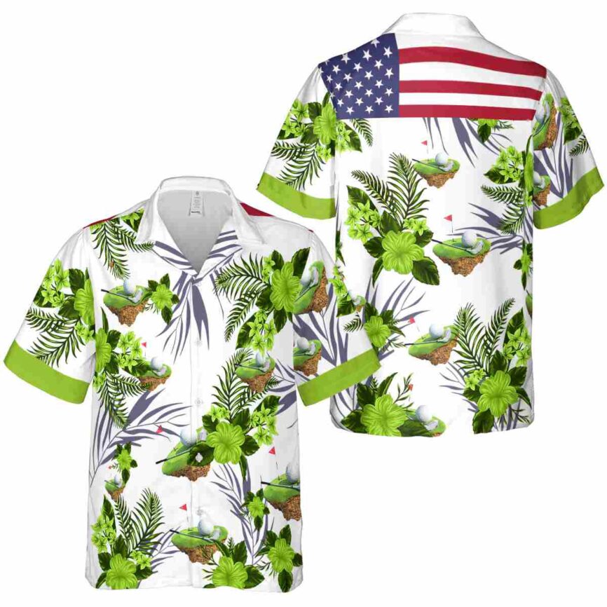 Golf US Flag Floral Hawaiian Shirt Premium grade