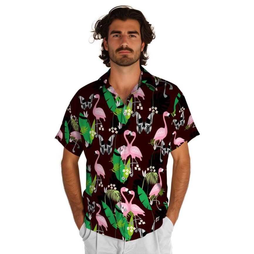 Goth Flamingo Leaf Hawaiian Shirt New Arrival