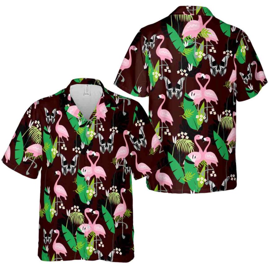 Goth Flamingo Leaf Hawaiian Shirt Premium grade