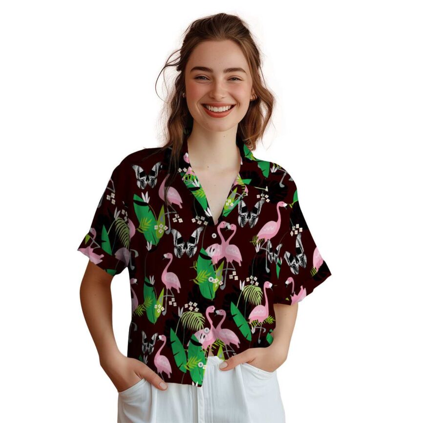 Goth Flamingo Leaf Hawaiian Shirt Top rated