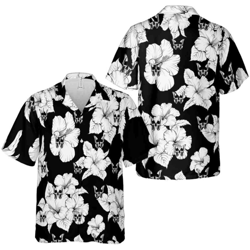 Goth Hibiscus Flower Hawaiian Shirt Premium grade
