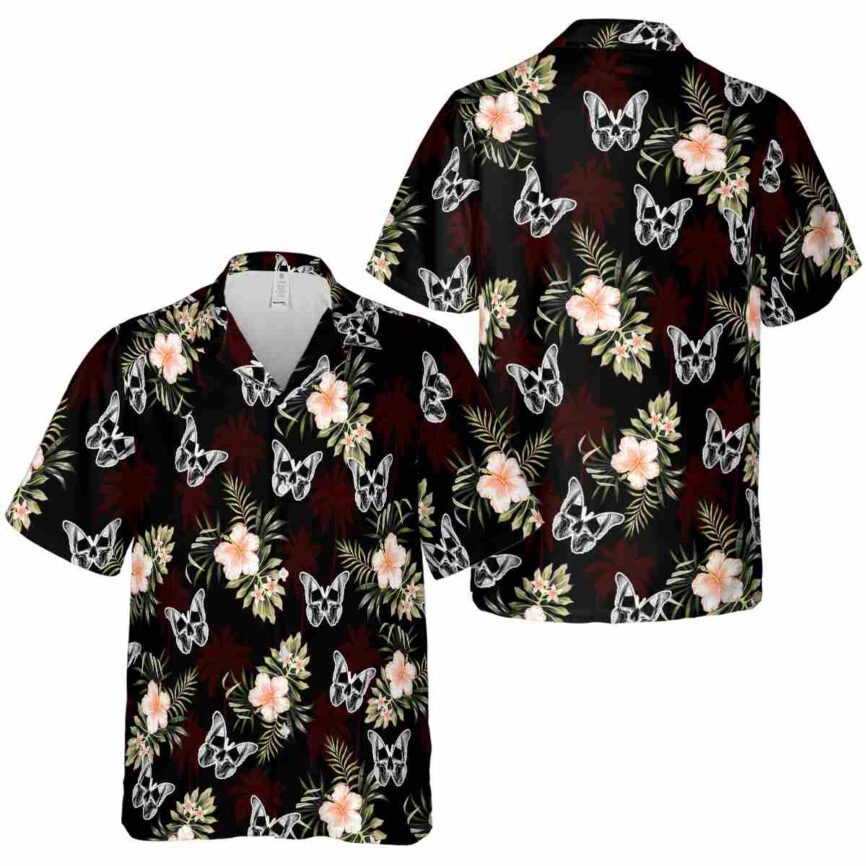 Goth Hibiscus Palm Hawaiian Shirt Premium grade