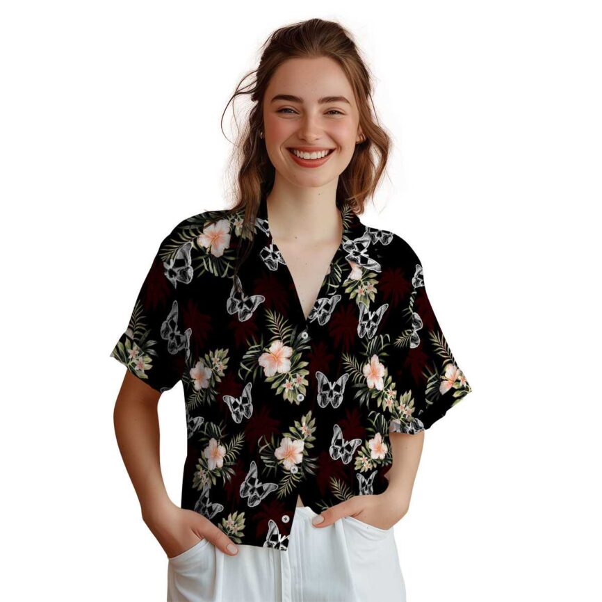 Goth Hibiscus Palm Hawaiian Shirt Top rated