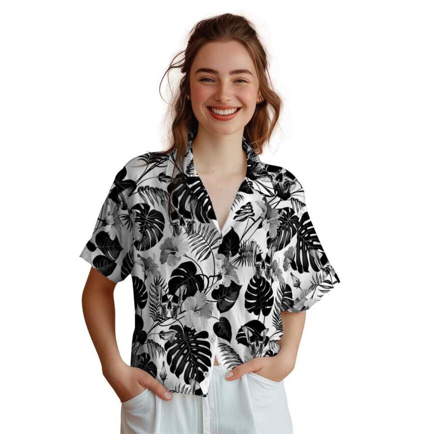 Goth Leaf Pattern Hawaiian Shirt Top rated