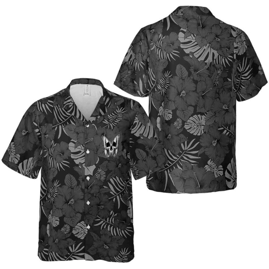 Goth Monochrome Floral Hawaiian Shirt Premium grade