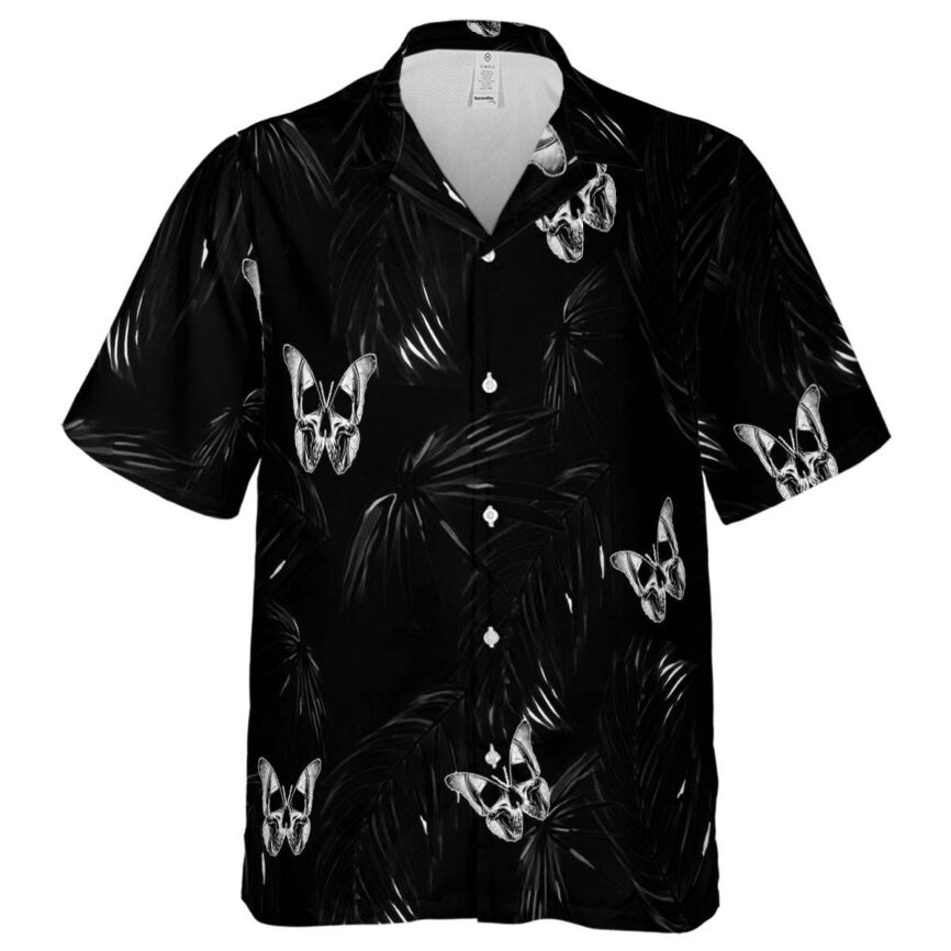 Goth Monochrome Palm Hawaiian Shirt Fashion forward