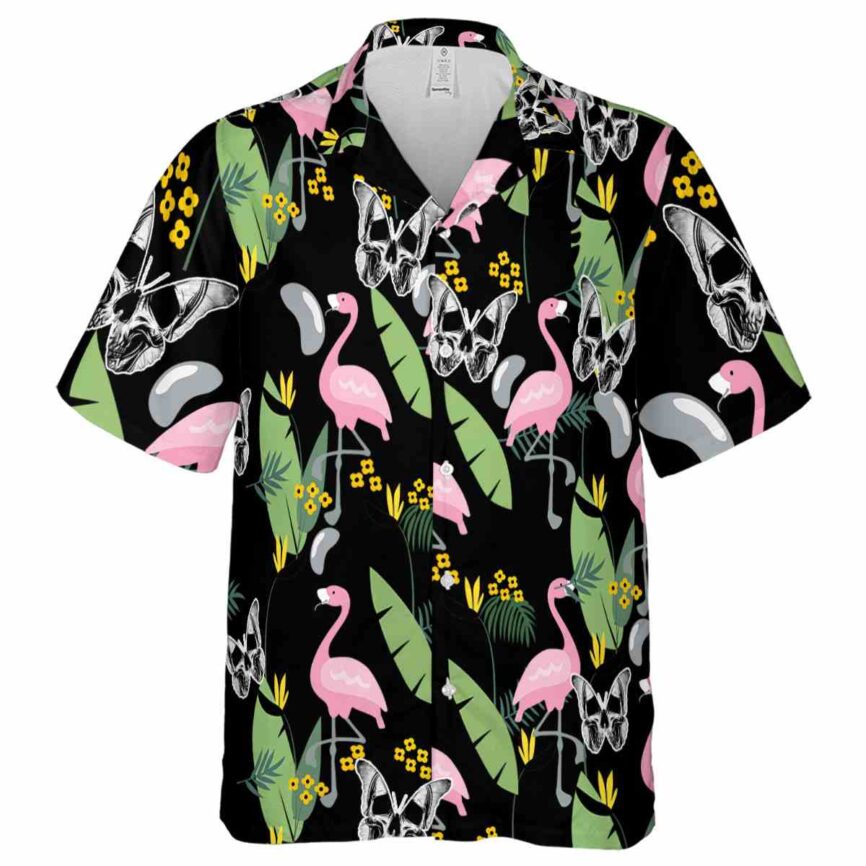 Goth Pink Flamingo Hawaiian Shirt Fashion forward